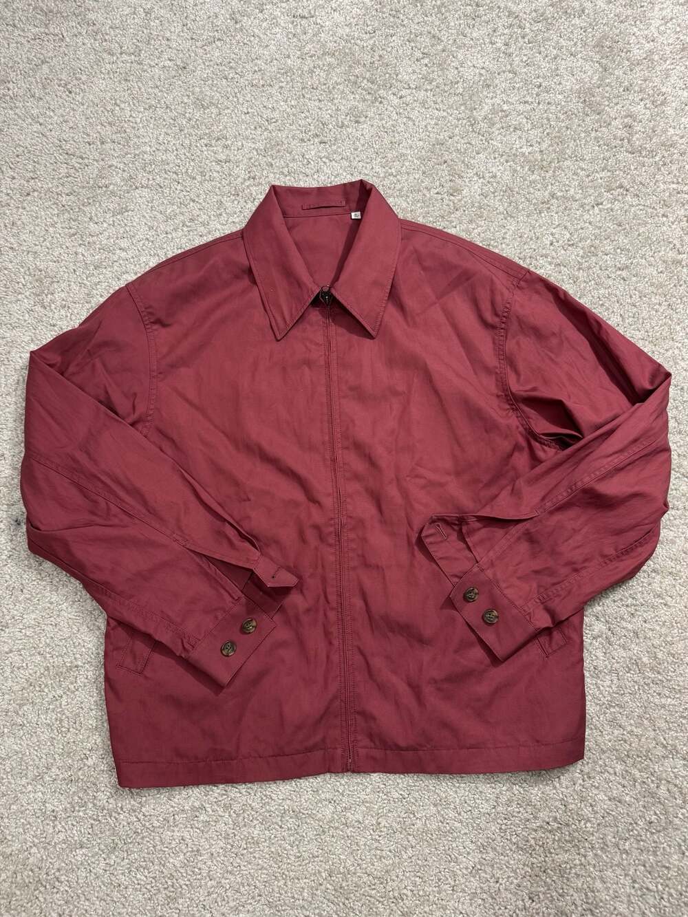 Uniqlo U Lemaire Maroon Zip-Up Harrington Blouson Jacket Size XL